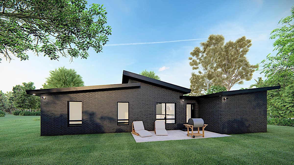 Rear View of this 3-Bedroom, 1131 Sq Ft Plan - 193-1170