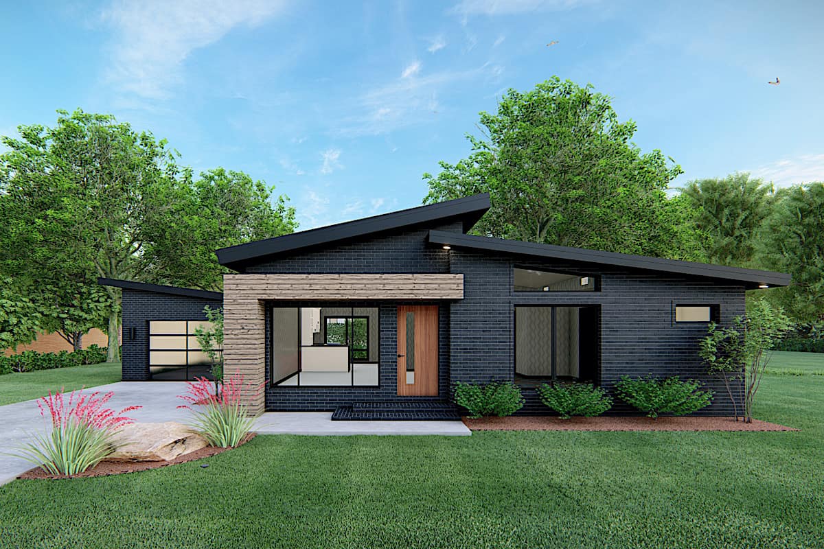 Front elevation of Contemporary home (ThePlanCollection: House Plan #193-1170)