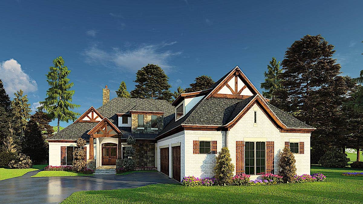 Front View of this 4-Bedroom, 3366 Sq Ft Plan - 193-1171