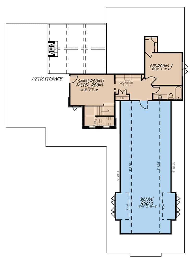 Floor Plan Upper Level of French Plan #193-1171