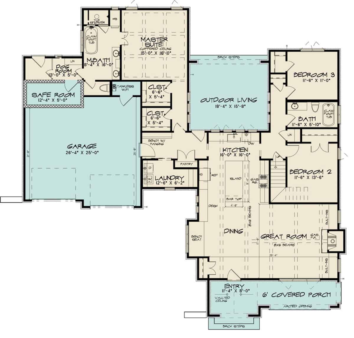 Floor Plan Main Level of French Plan #193-1173