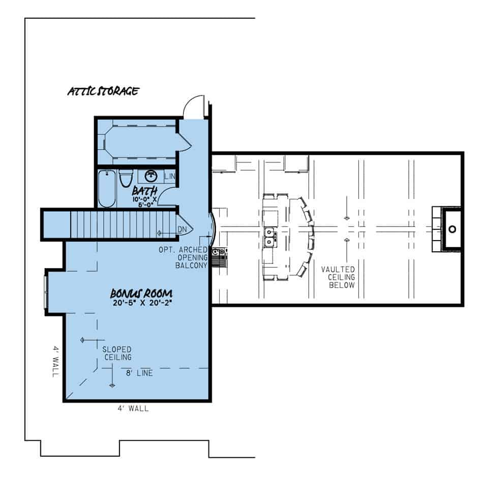 Floor Plan Bonus Room of European Plan #193-1174