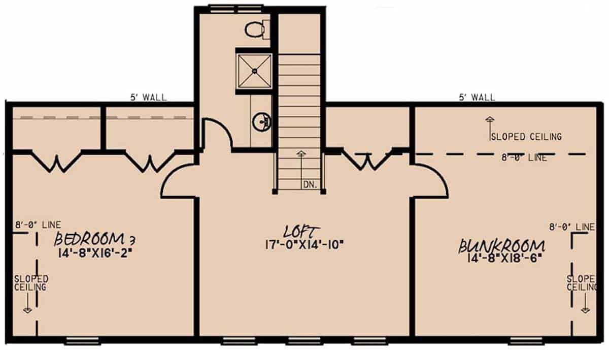 Floor Plan Upper Level of Farmhouse Plan #193-1175