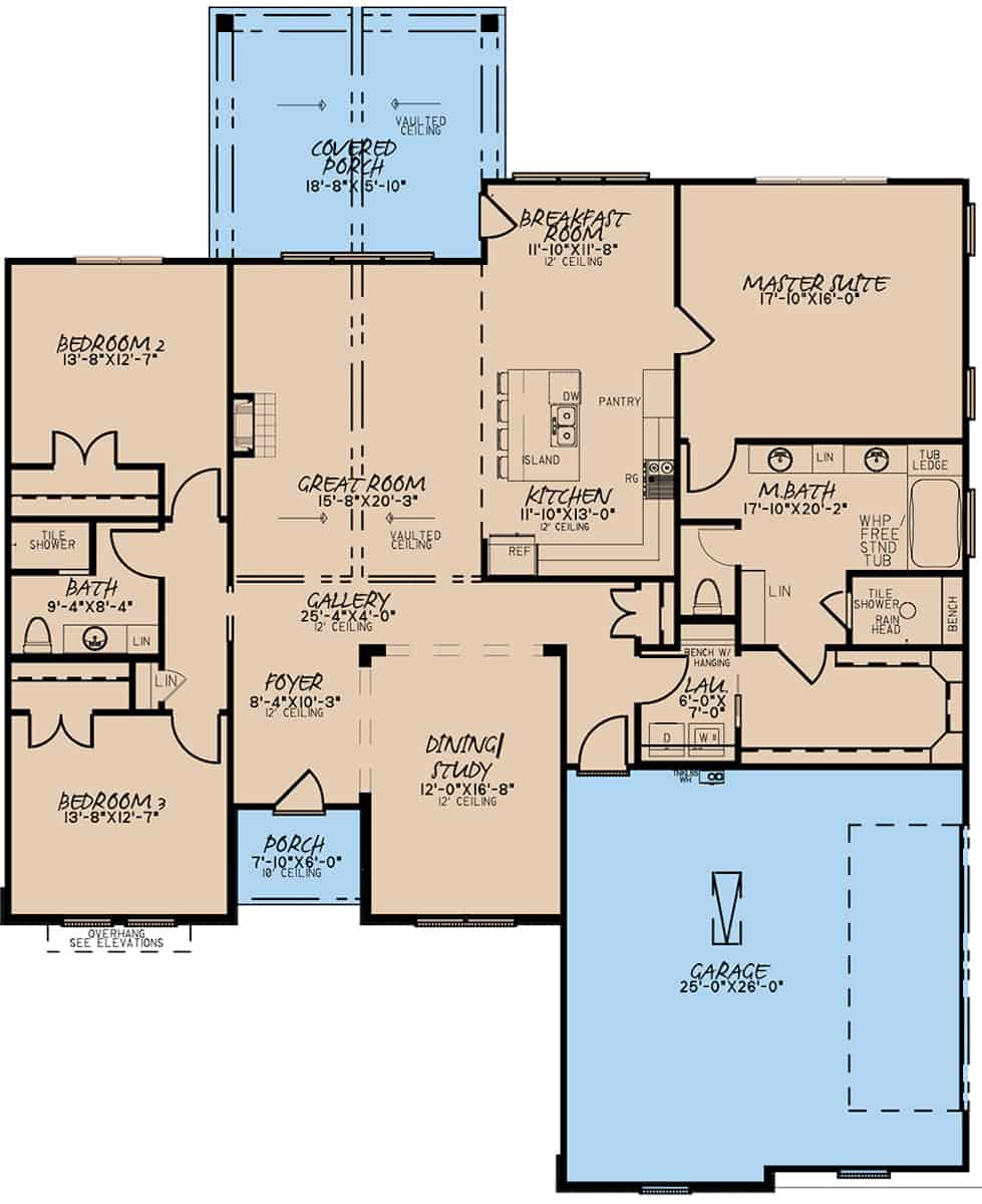 Floor Plan Main Level of French Plan #193-1176