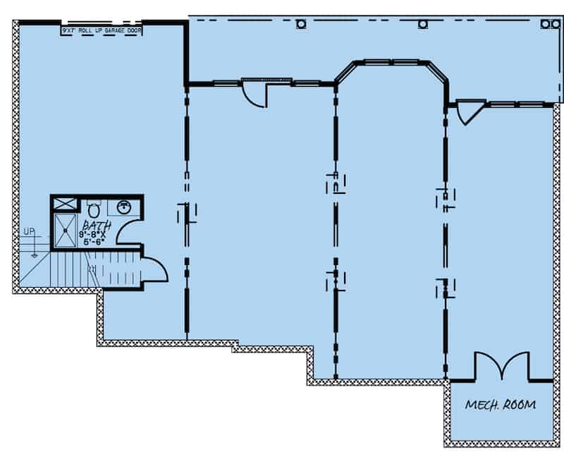 Floor Plan Basement of Ranch Plan #193-1178