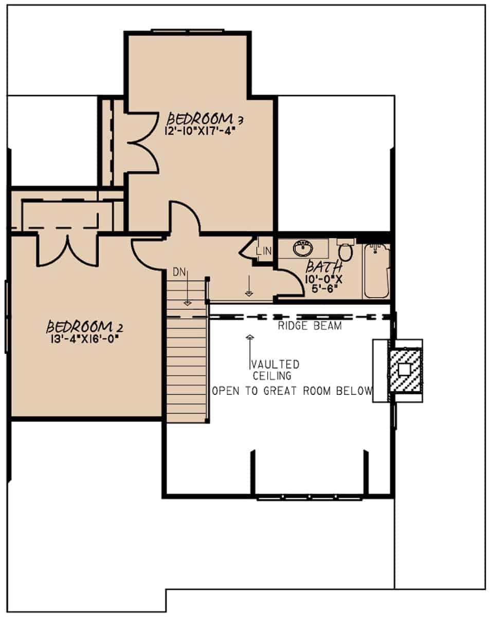 Floor Plan Upper Level of European Plan #193-1179