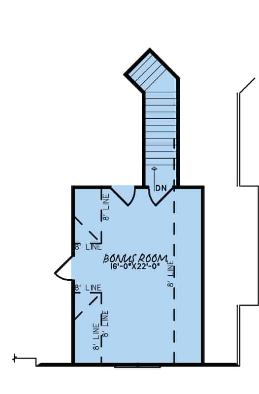 Floor Plan Bonus Room of European Plan #193-1180