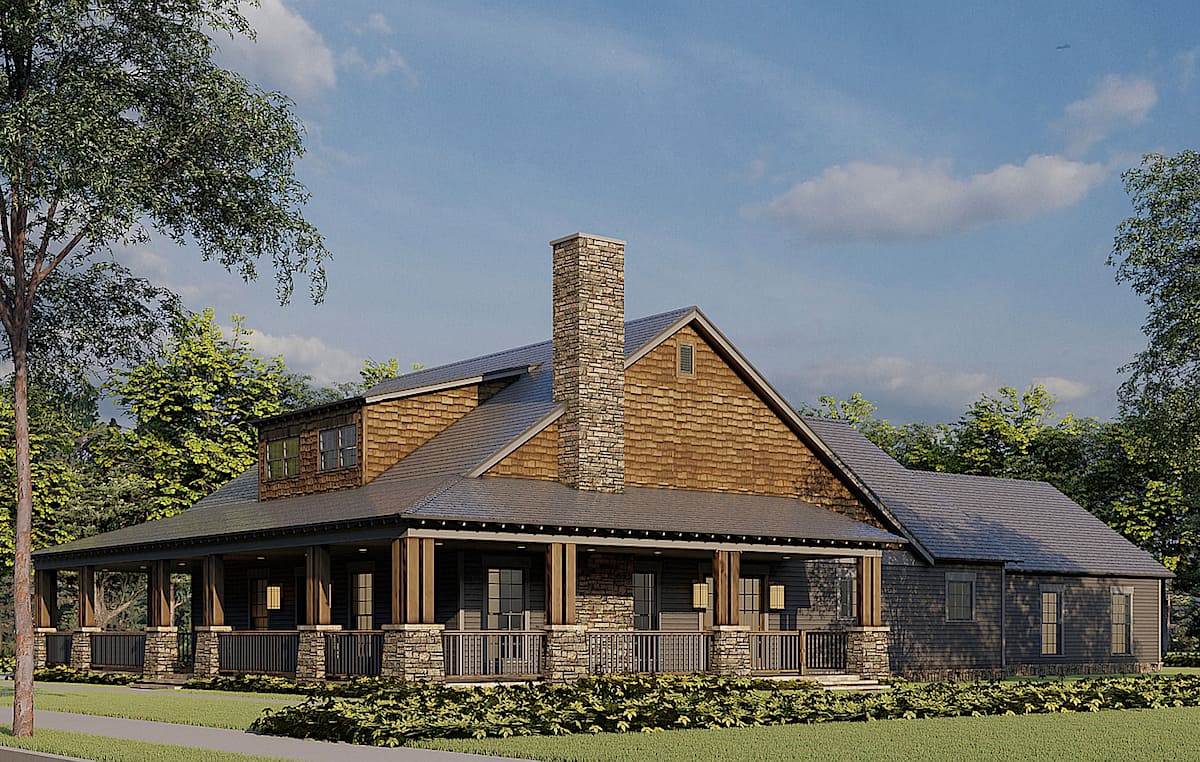 Right Side View of this 2-Bedroom, 1805 Sq Ft Plan - 193-1181