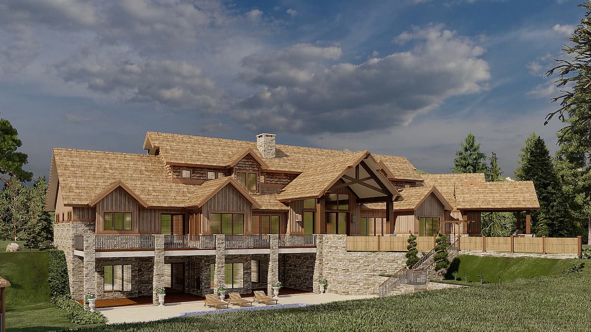 Rear View of this 4-Bedroom, 6837 Sq Ft Plan - 193-1182