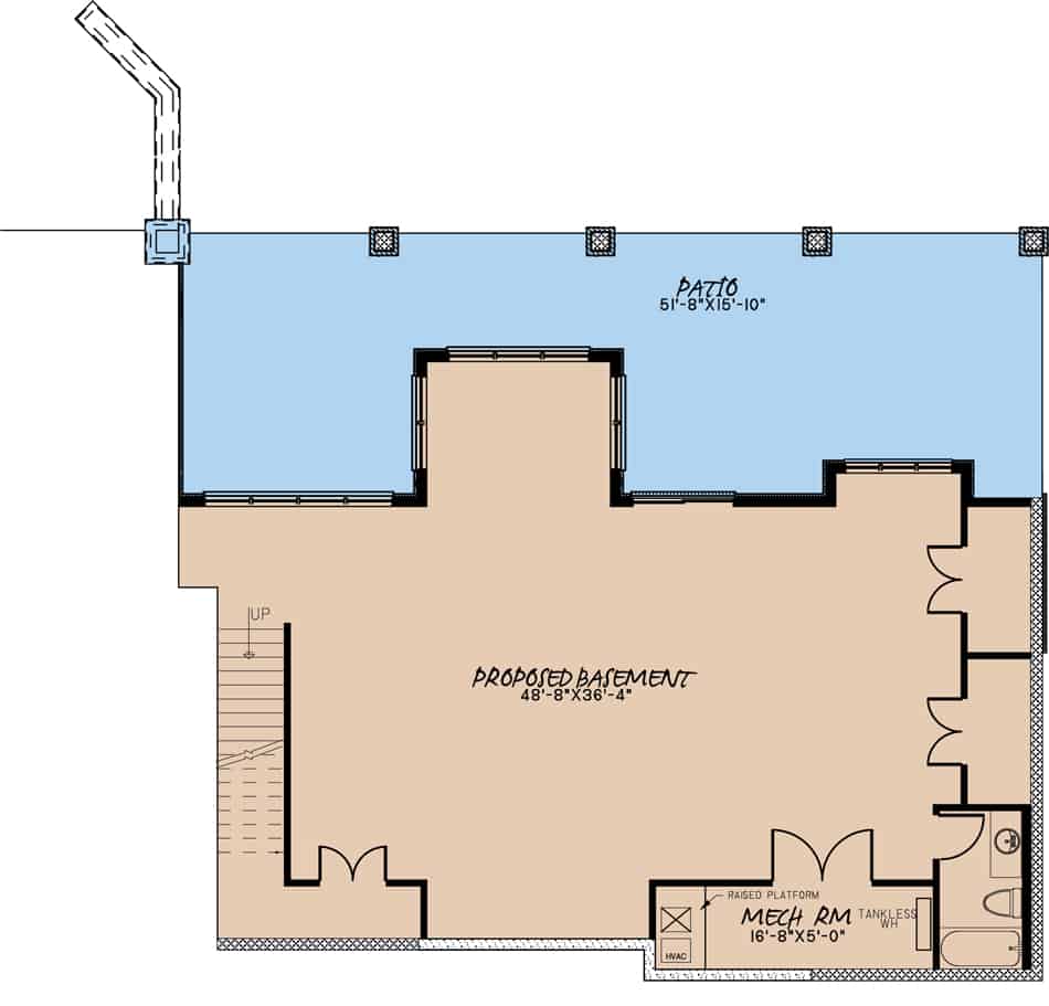 Basement of Craftsman Plan #193-1182