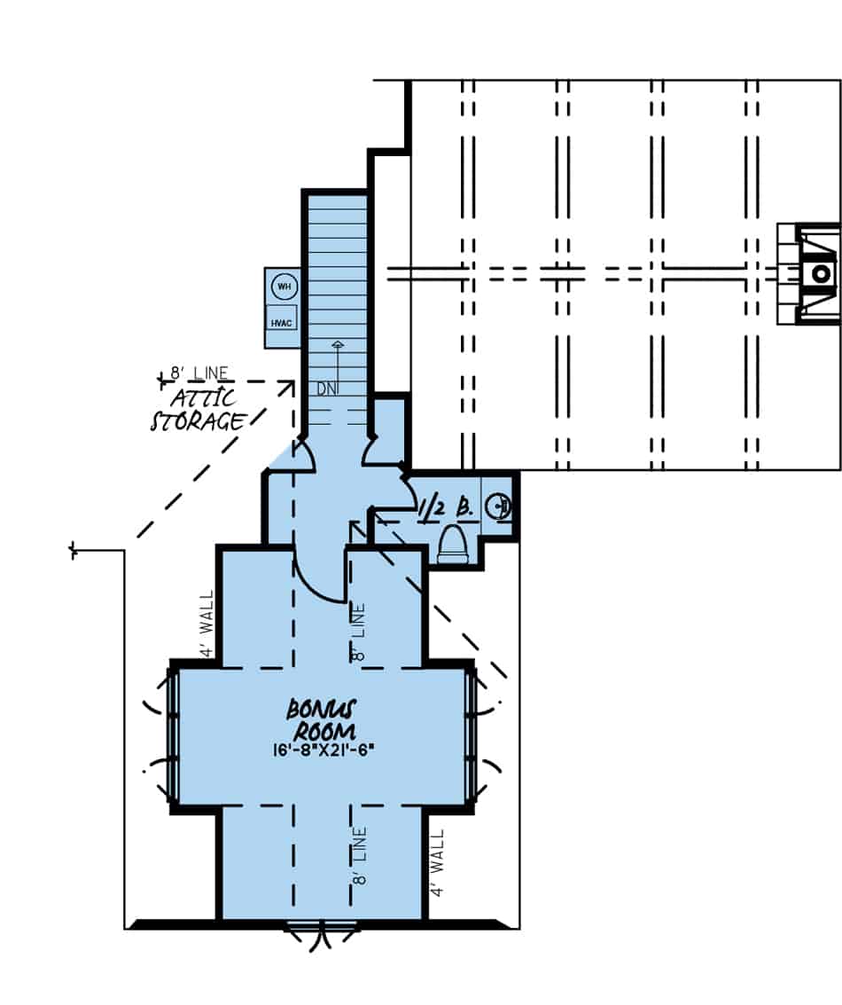 Floor Plan Bonus Room of Ranch Plan #193-1184