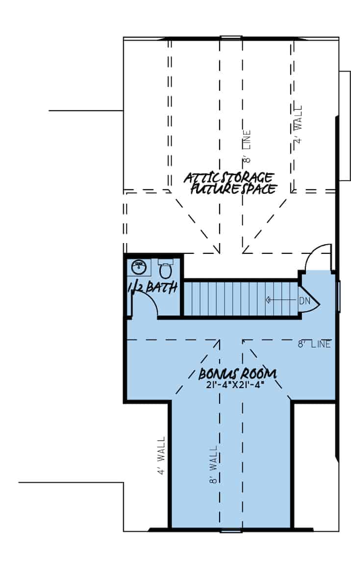 Floor Plan Bonus Room of Ranch Plan #193-1185