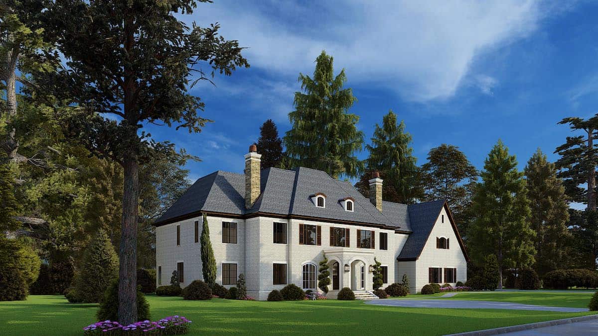 Home Plan Left Elevation of this 5-Bedroom,5813 Sq Ft Plan -193-1186