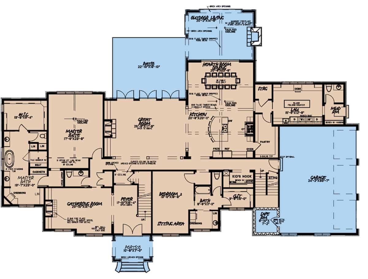 Floor Plan Main Level of Mediterranean Plan #193-1186