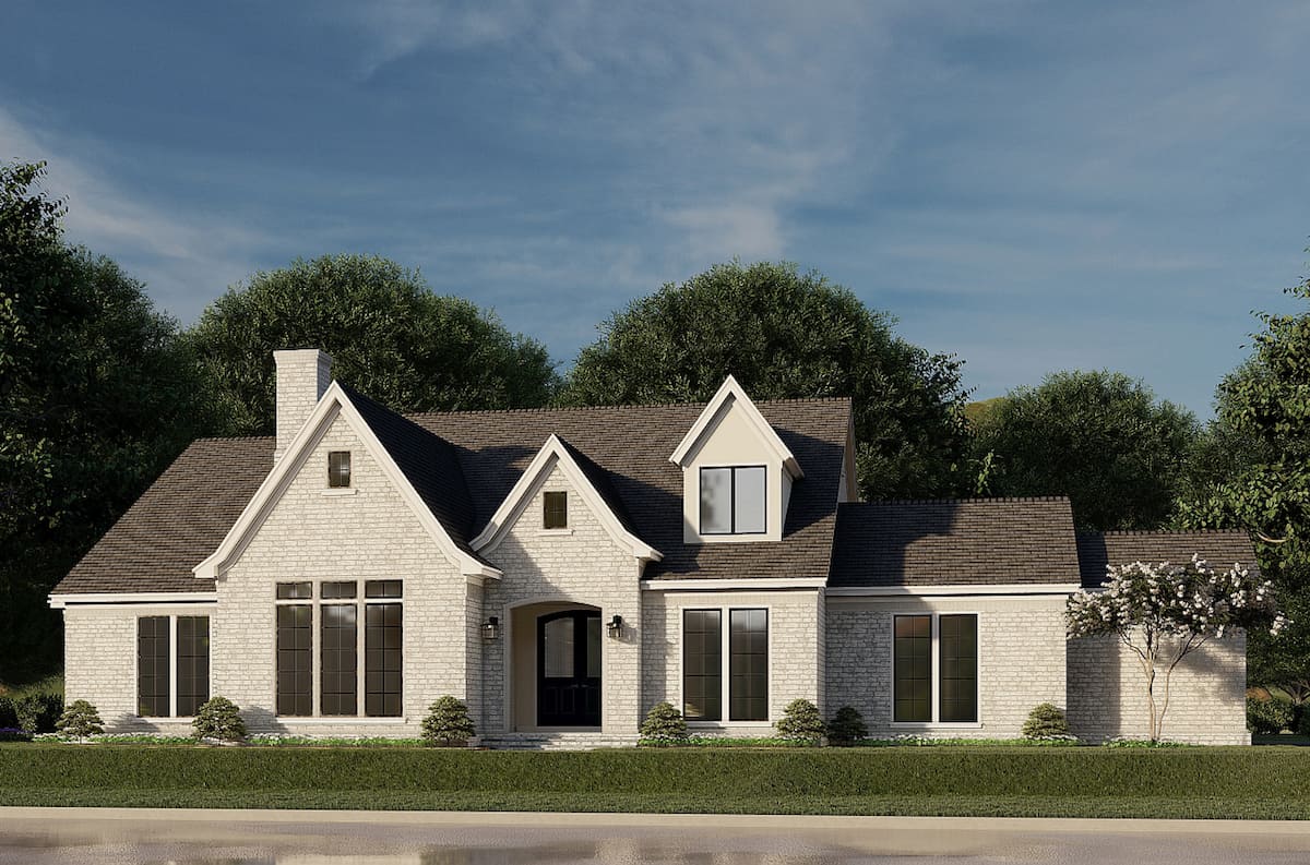 Front elevation of French home (ThePlanCollection: House Plan #193-1188)
