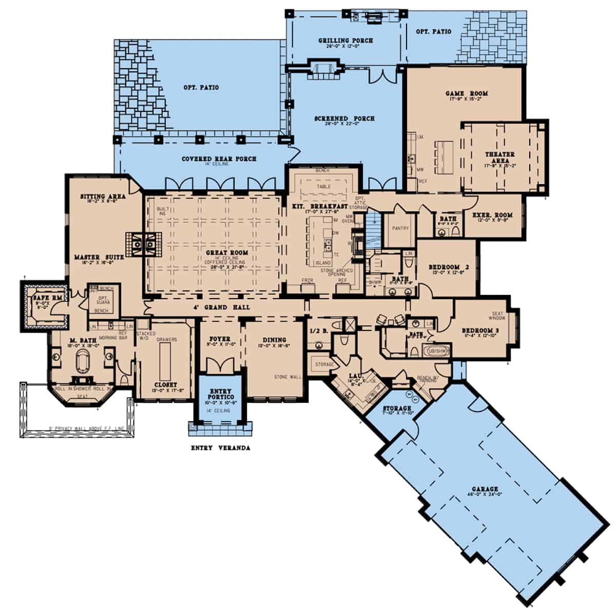 Main Level of Mediterranean Plan #193-1190