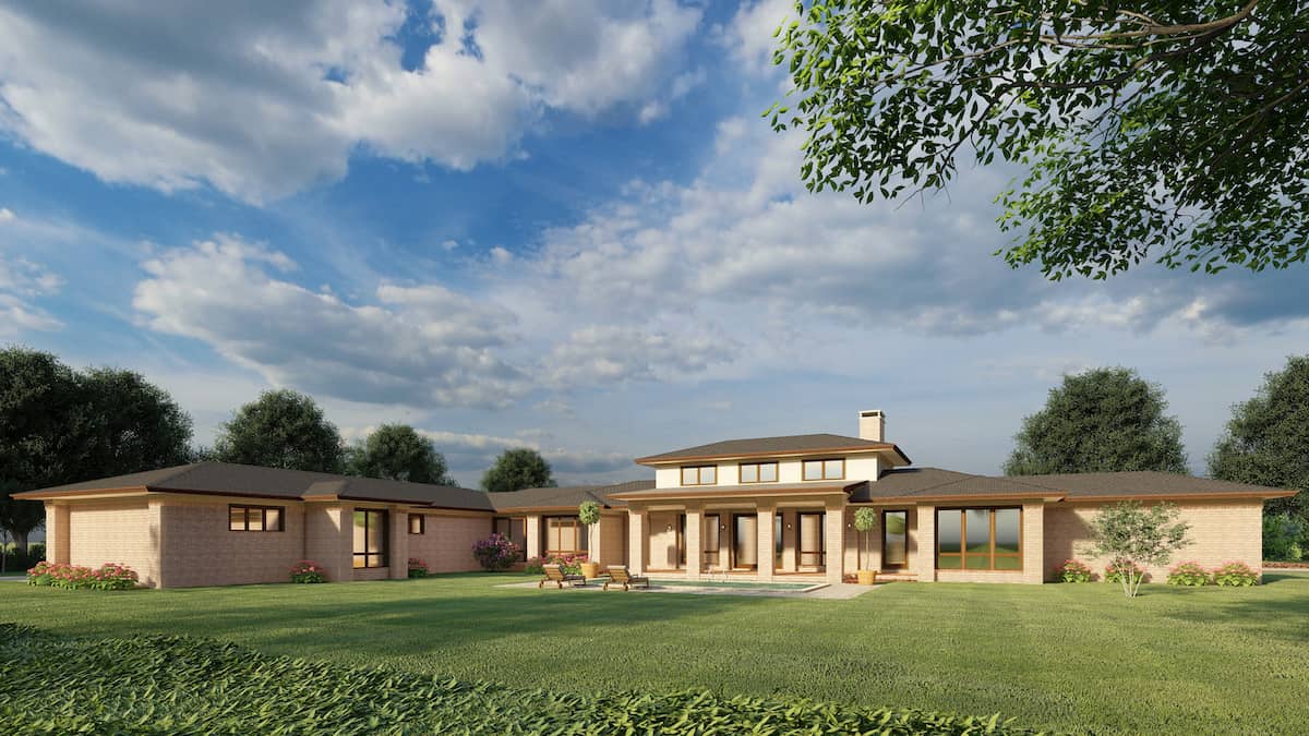 Rear View of this 3-Bedroom, 3601 Sq Ft Plan - 193-1192