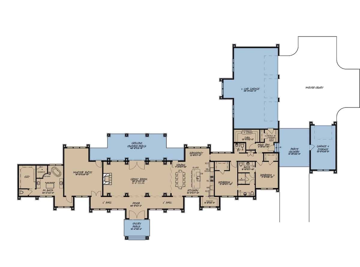 Main Level of Contemporary Plan #193-1192