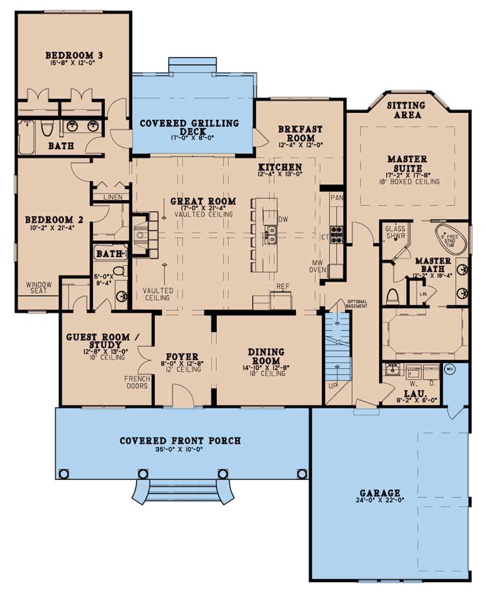 Main Level of Southern Plan #193-1193