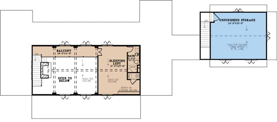 Upper Level of Farmhouse Plan #193-1195