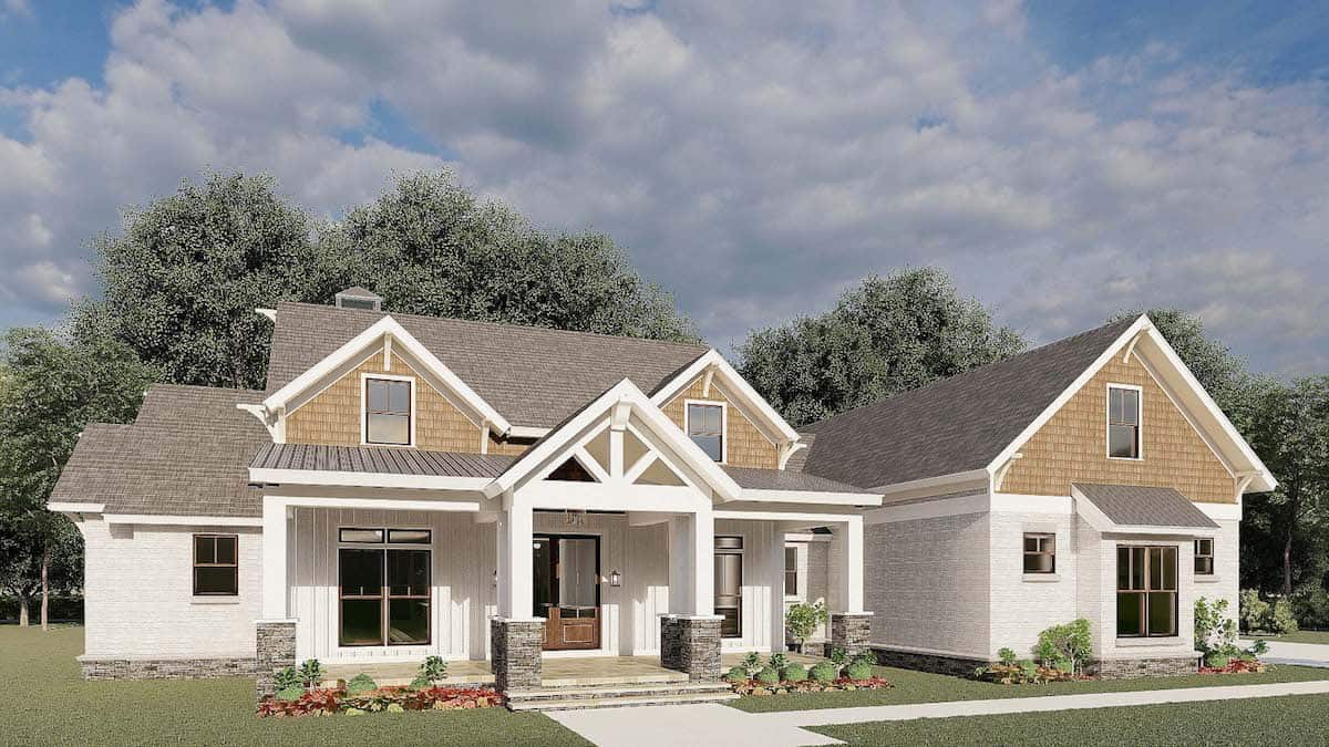 Ranch style farmhouse (ThePlanCollection: Plan #193-1196)