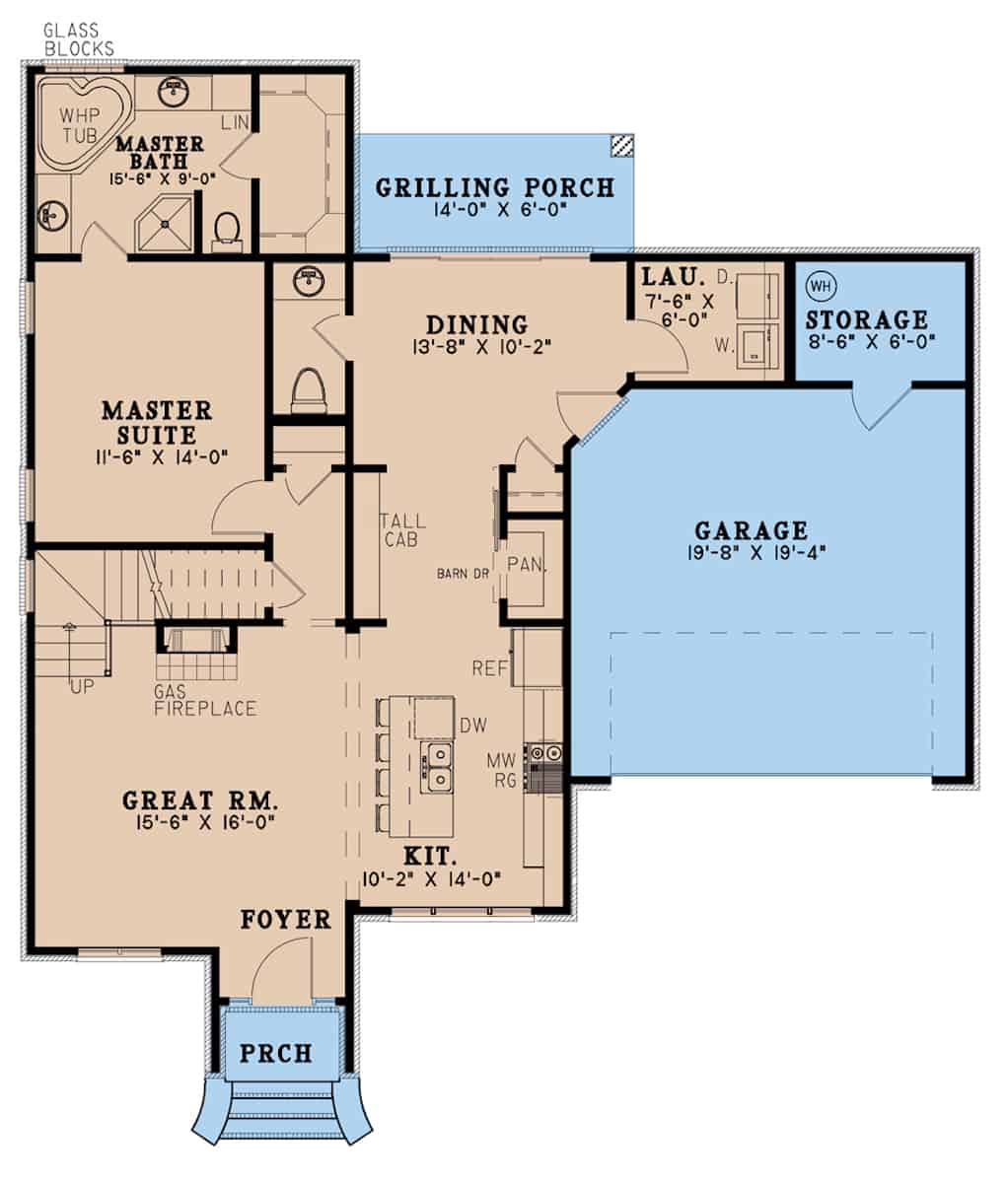 Main Level of Acadian Plan #193-1199