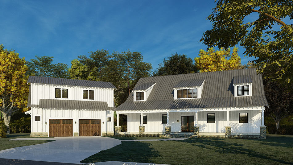 Luxury Farmhouse style home (ThePlanCollection: Plan #193-1201)