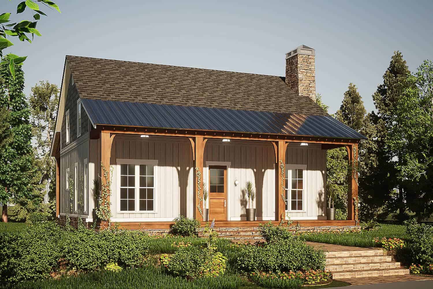 Country cabin with loft (ThePlanCollection: Plan #193-1205)