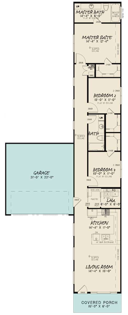 Main Level of Contemporary Plan #193-1206