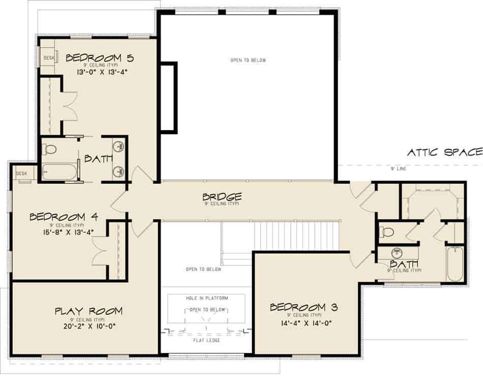 Upper Level of Contemporary Plan #193-1207