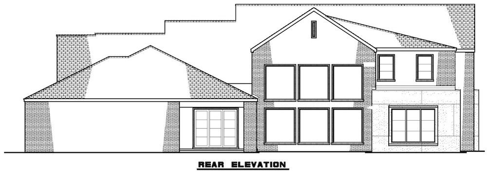 Home Plan Rear Elevation of this 5-Bedroom,5293 Sq Ft Plan -193-1207