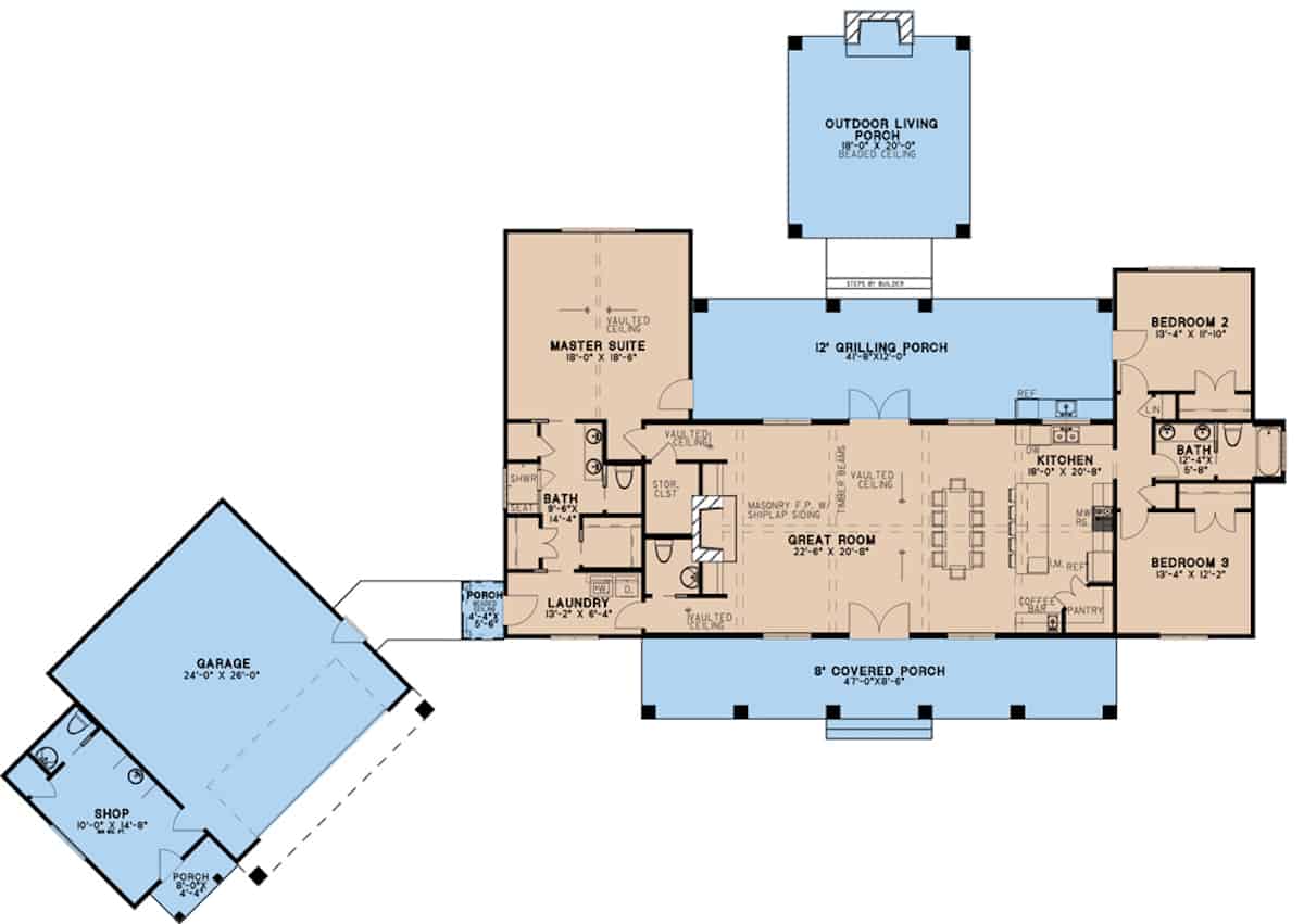 Main Level of Contemporary Plan #193-1209