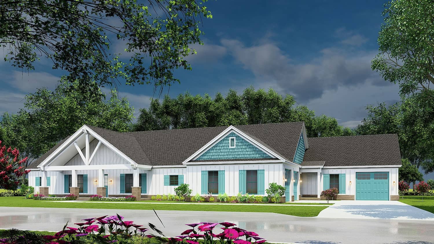 Home at Night of this 3-Bedroom, 3777 Sq Ft Plan - 193-1210