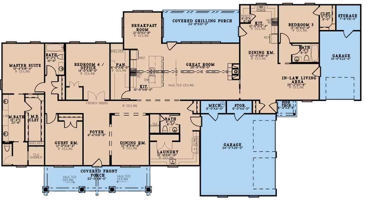 Main Level of Contemporary Plan #193-1210