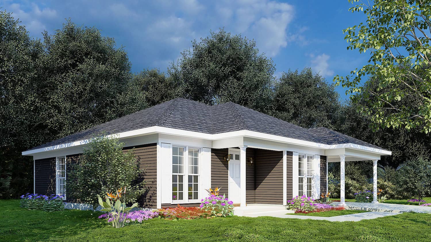 Left Side View of this 3-Bedroom, 1174 Sq Ft Plan - 193-1211