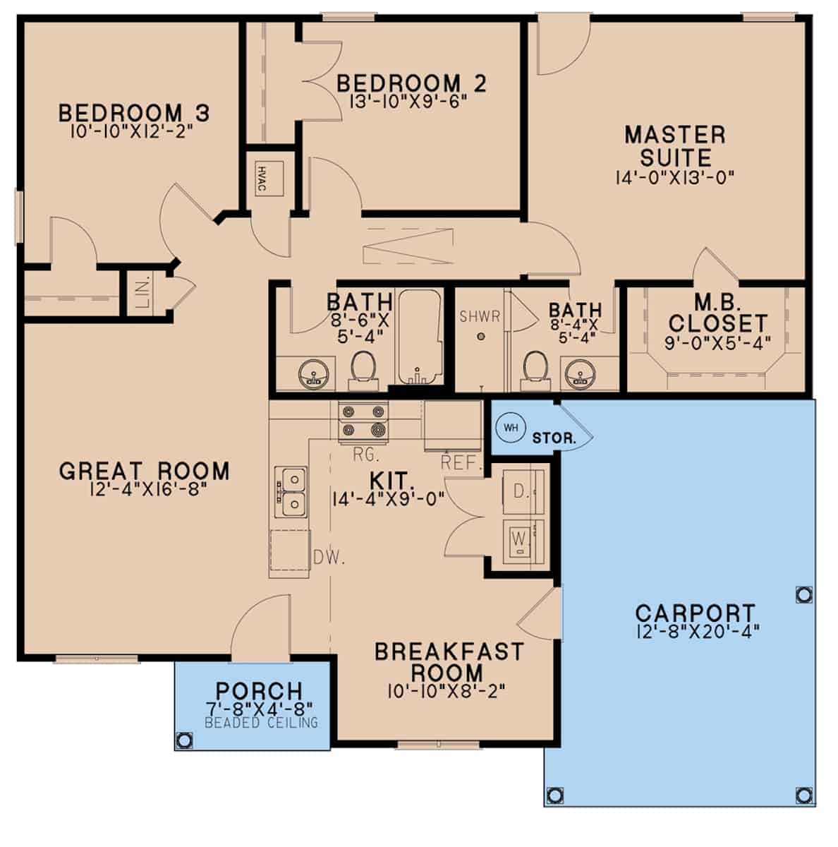 Main Level of Ranch Plan #193-1211