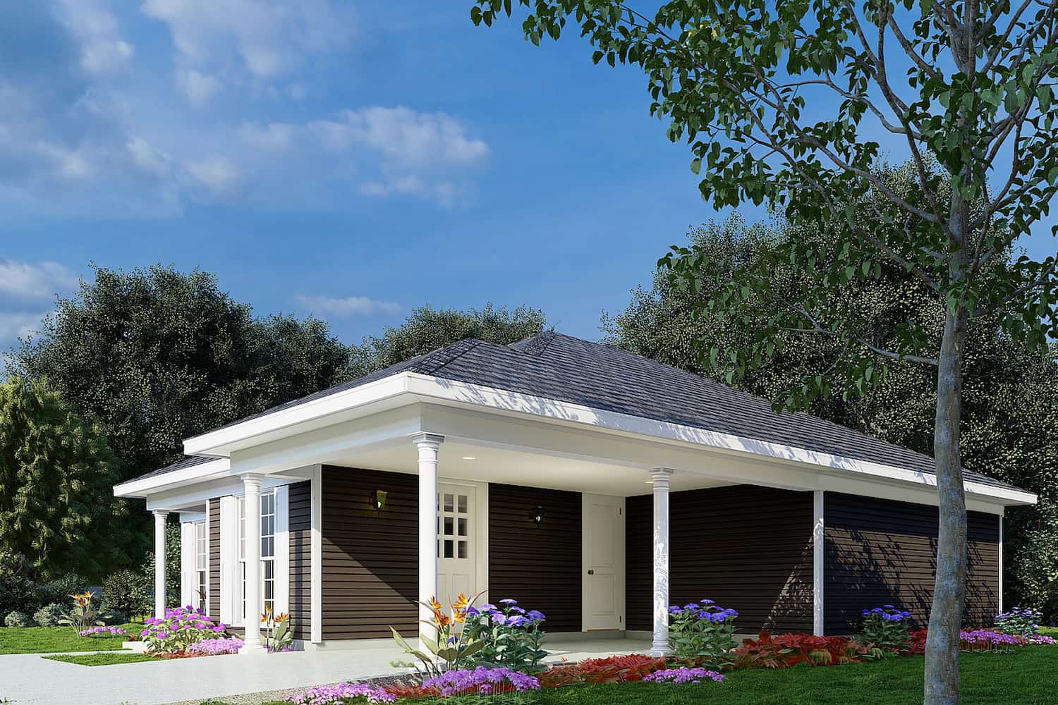 Right Side View of this 3-Bedroom, 1174 Sq Ft Plan - 193-1211