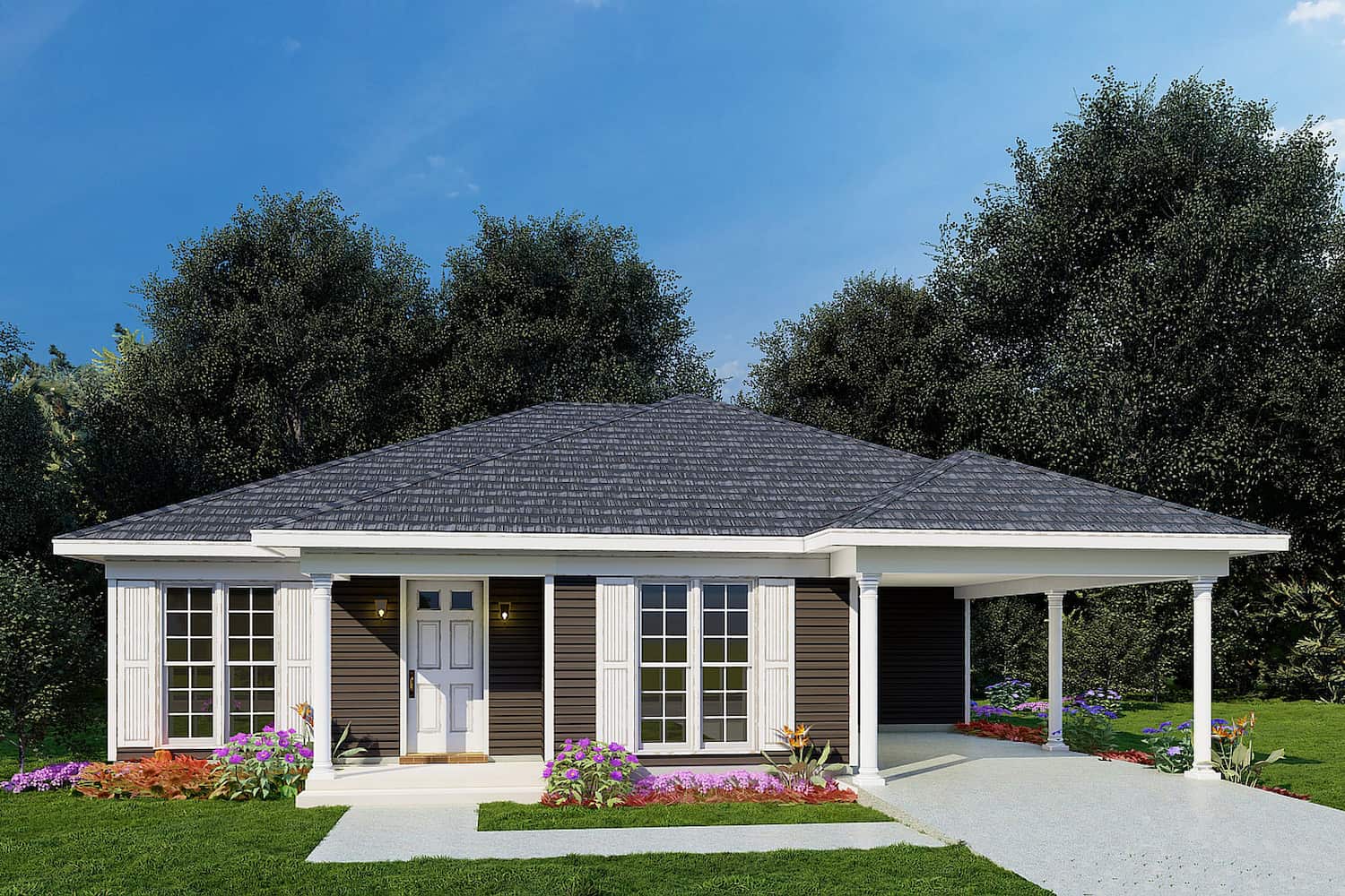 Ranch style house (ThePlanCollection: Plan #193-1211)