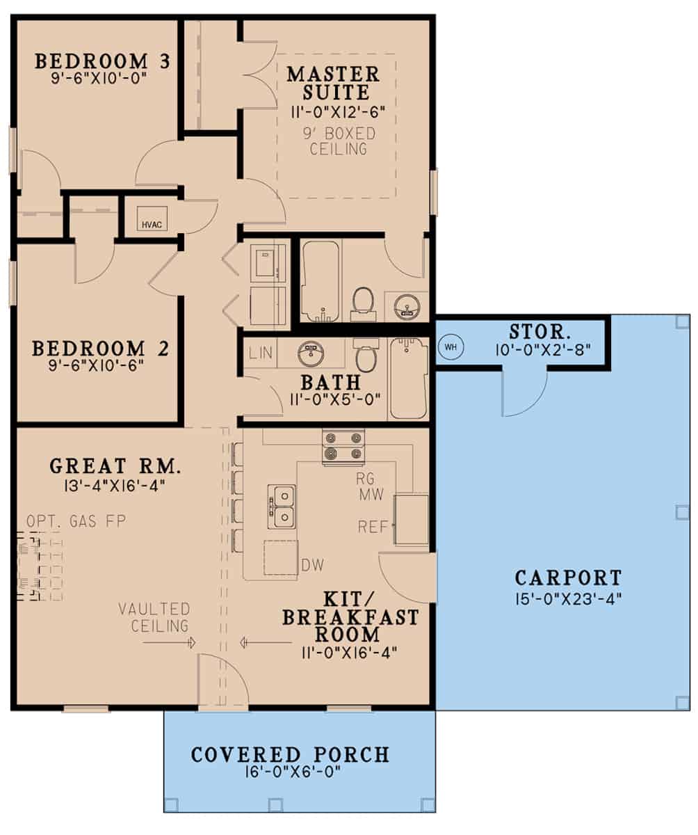 Main Level of Ranch Plan #193-1212