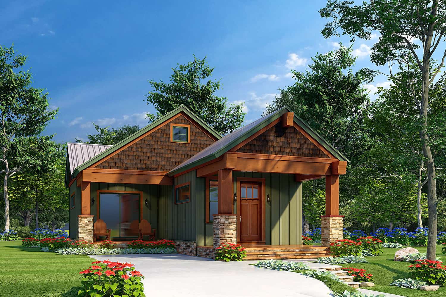 Small Cottage house design (ThePlanCollection: Plan #193-1215)