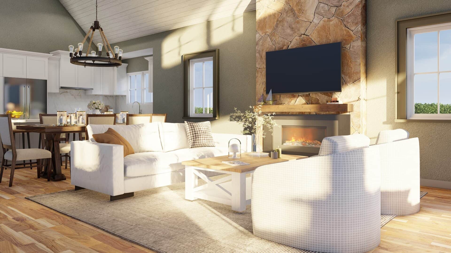 Great Room: Fireplace of this 1-Bedroom,1008 Sq Ft Plan -193-1218