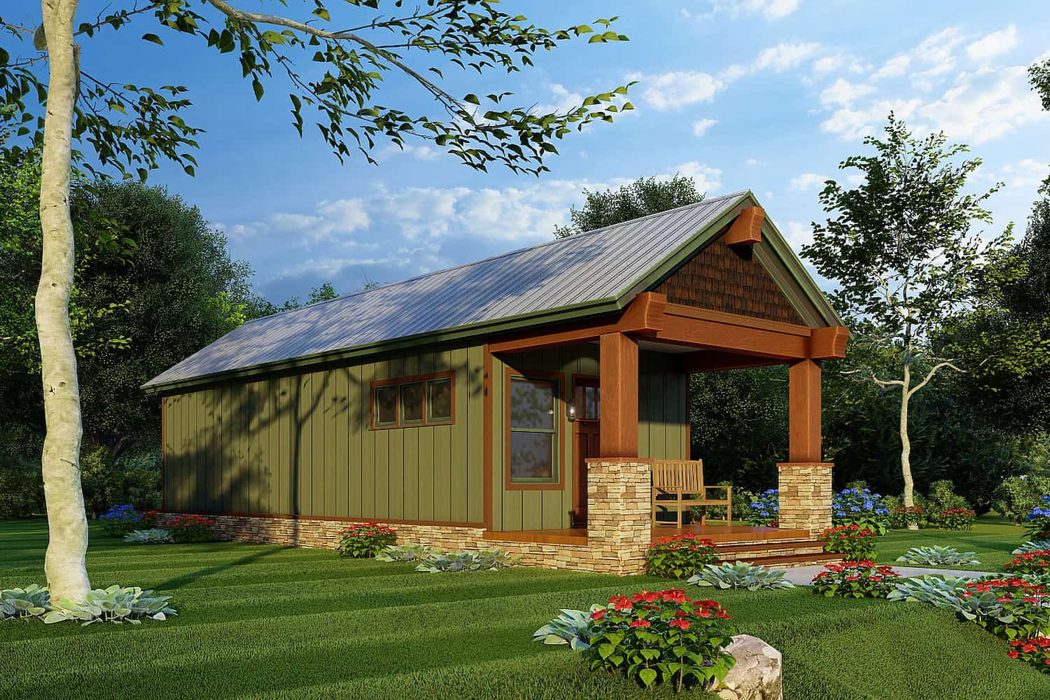 Left Side View of this 1-Bedroom, 504 Sq Ft Plan - 193-1220