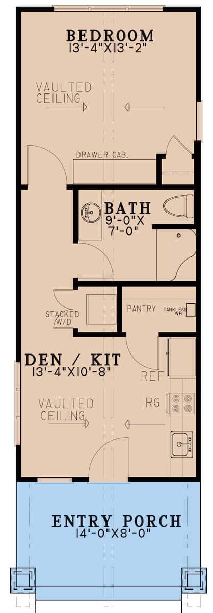 Main Level of Cottage Plan #193-1220