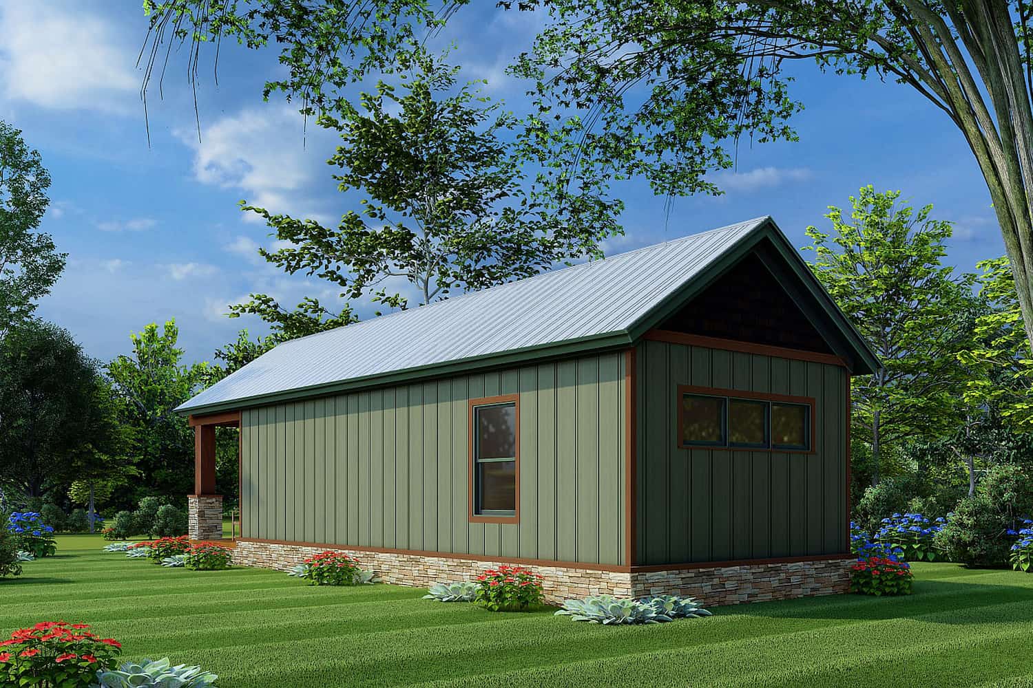 Rear View of this 1-Bedroom, 504 Sq Ft Plan - 193-1220