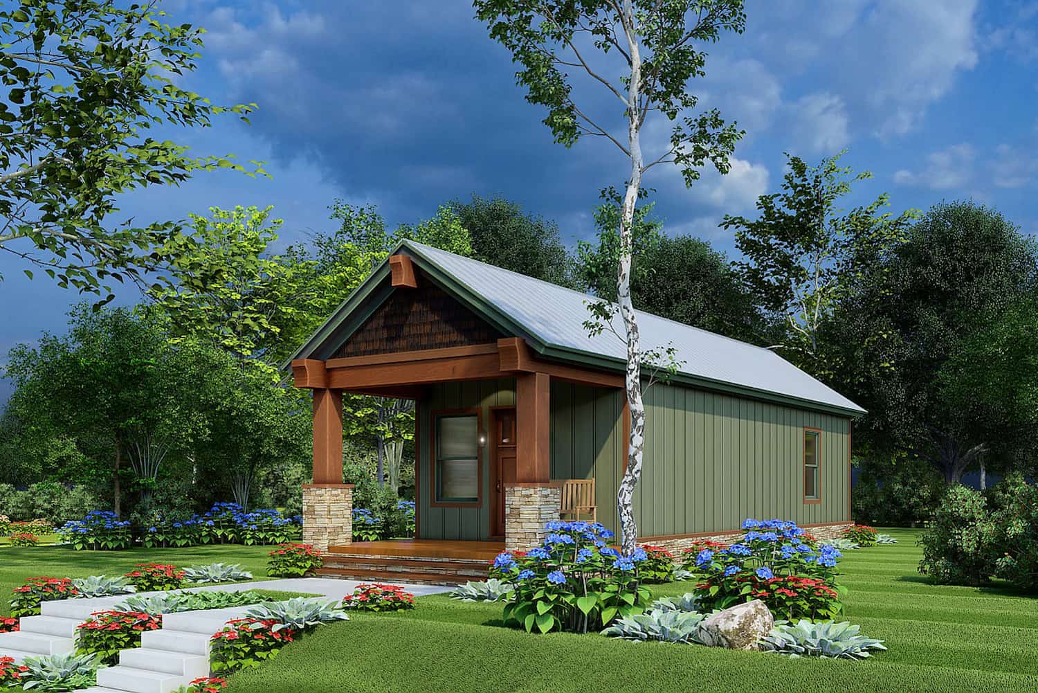 Right Side View of this 1-Bedroom, 504 Sq Ft Plan - 193-1220