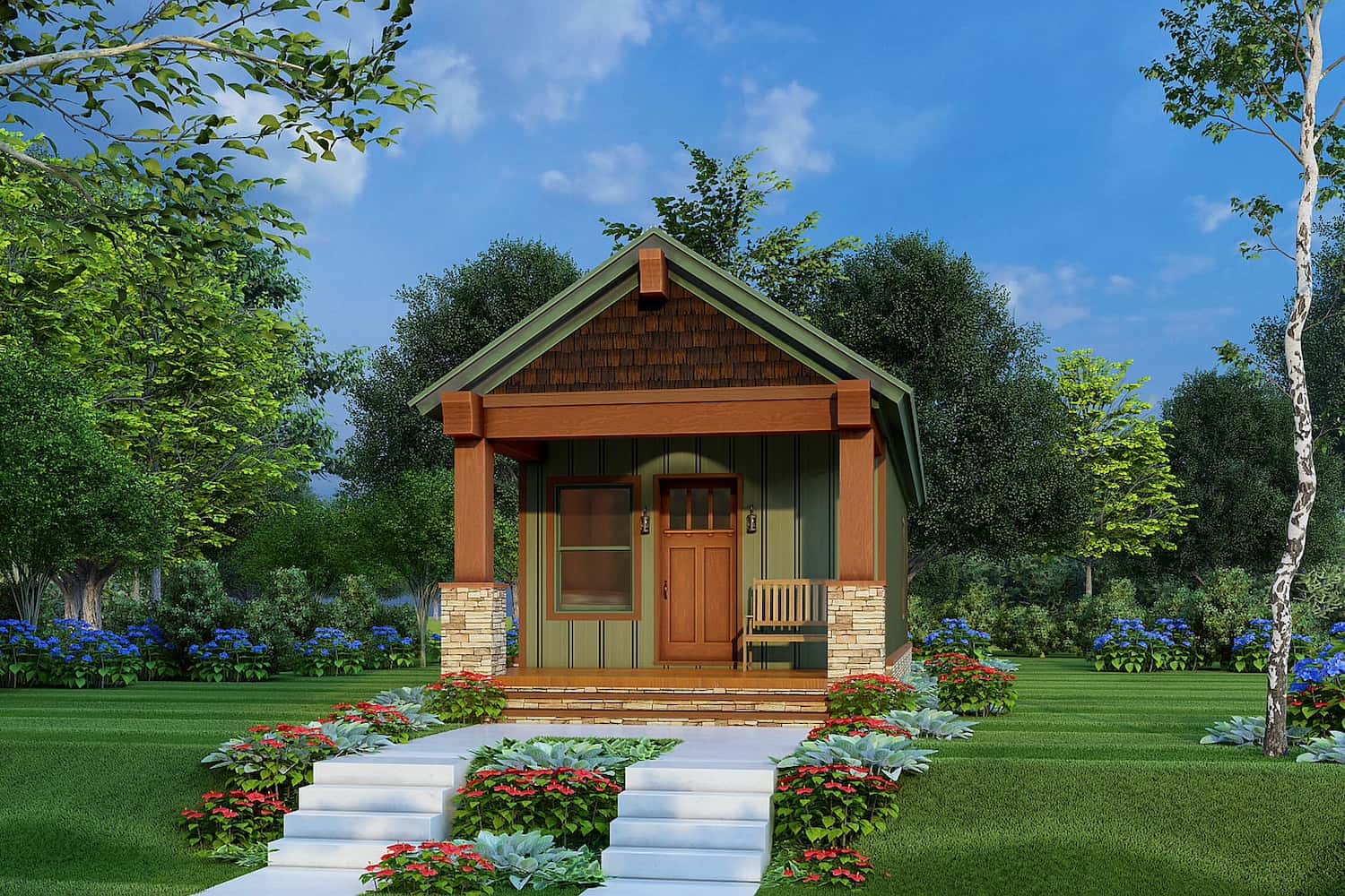 Front elevation of Cottage home (ThePlanCollection: House Plan #193-1220)