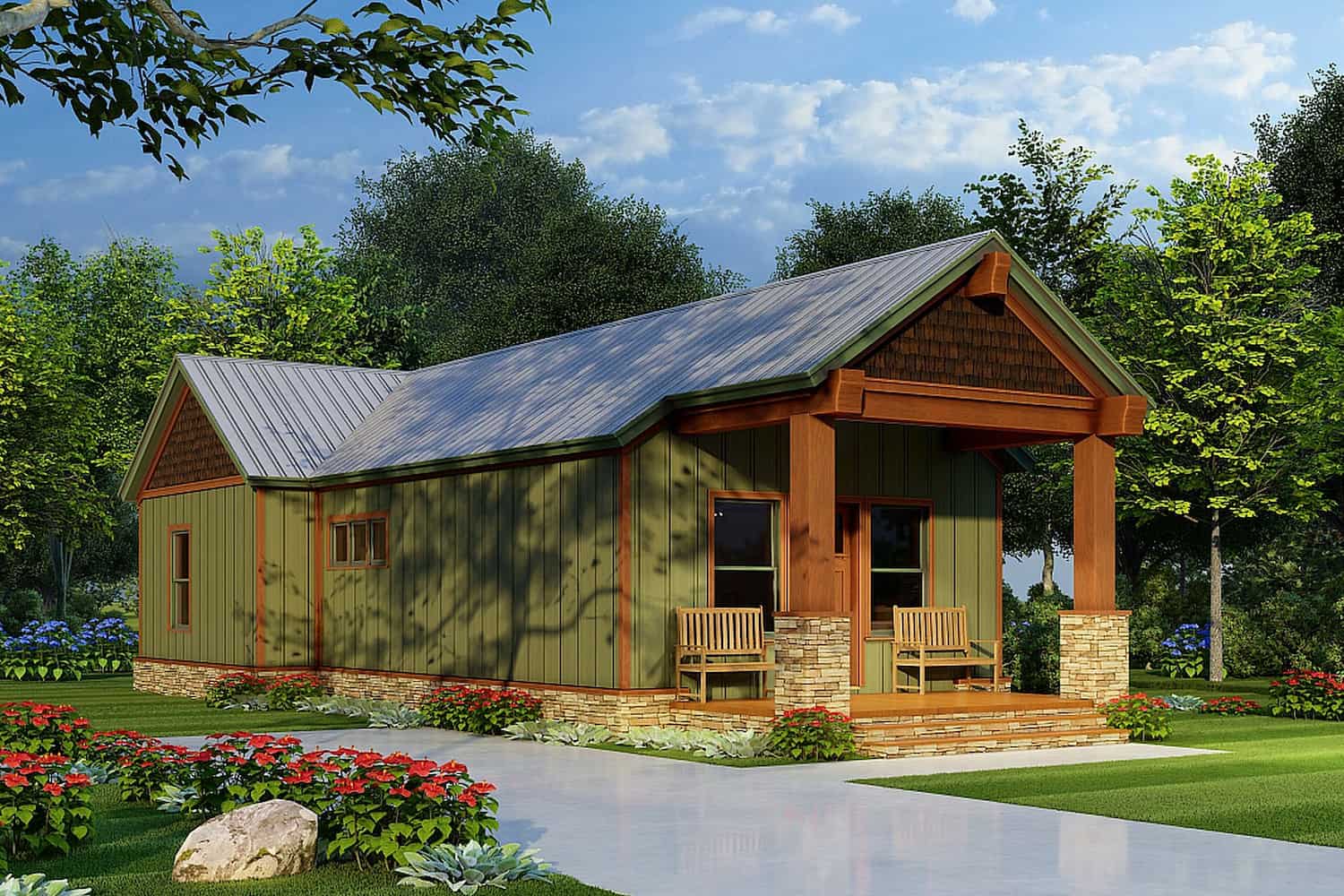 Left Side View of this 2-Bedroom, 921 Sq Ft Plan - 193-1221