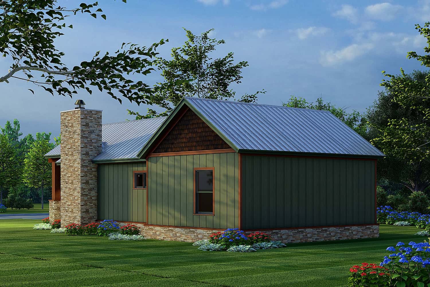 Rear View of this 2-Bedroom, 921 Sq Ft Plan - 193-1221