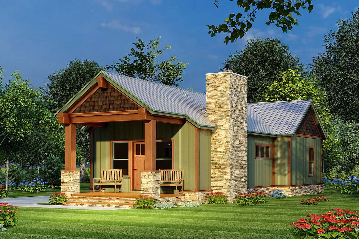 Right Side View of this 2-Bedroom, 921 Sq Ft Plan - 193-1221