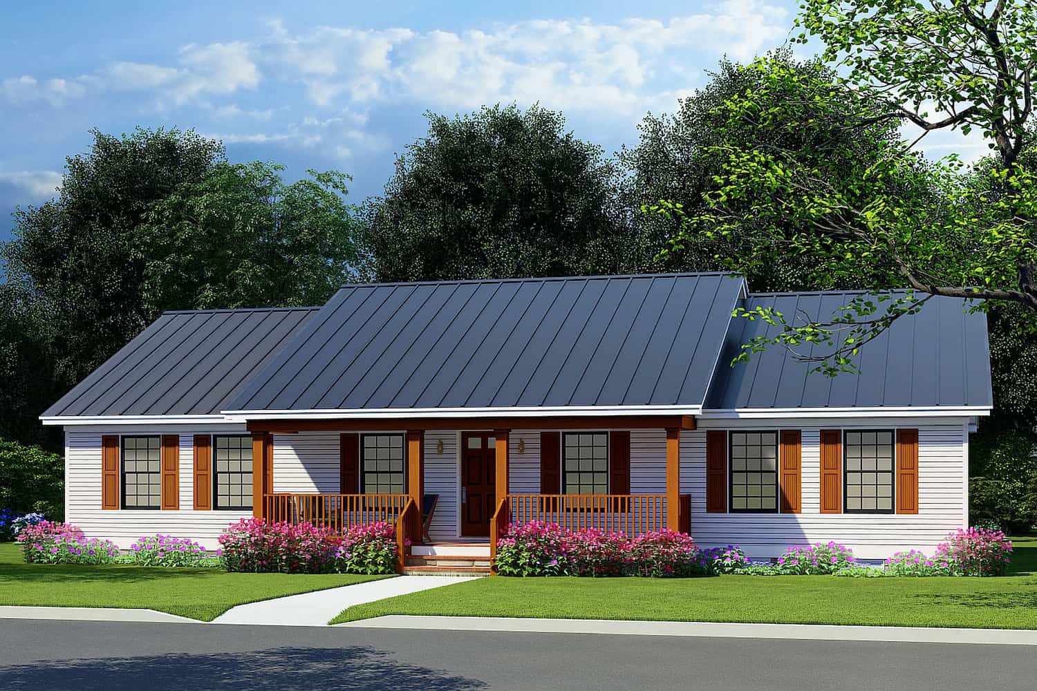 Front elevation of Ranch home (ThePlanCollection: House Plan #193-1222)